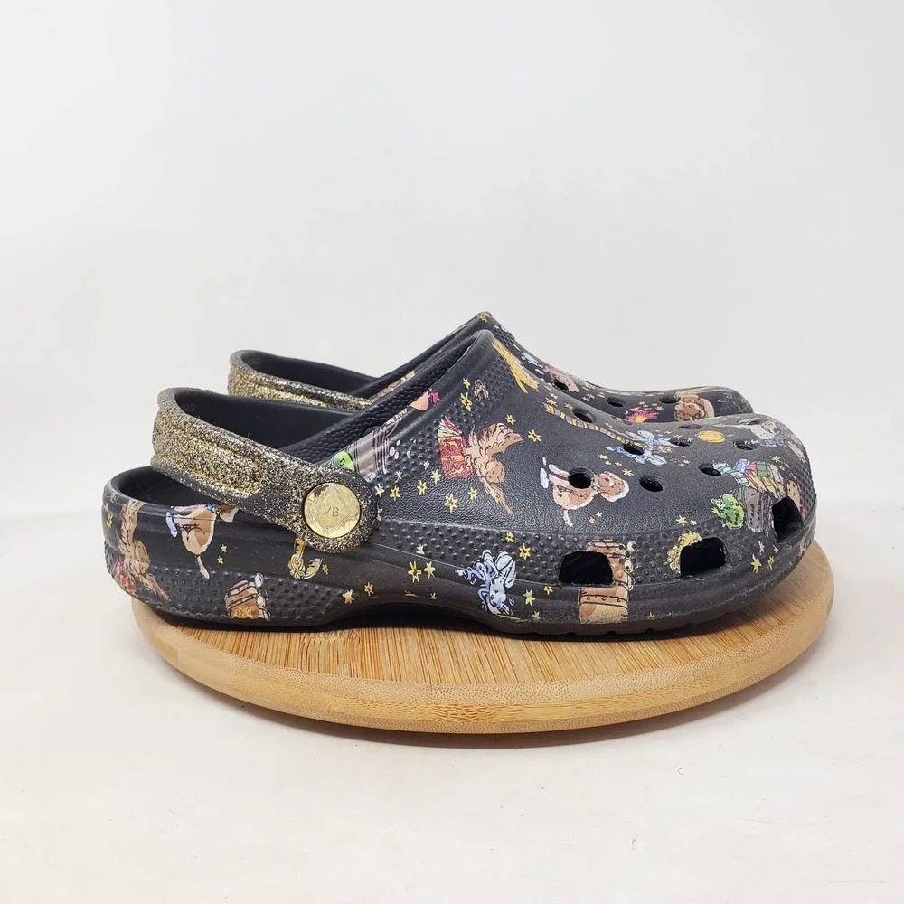 CROCS Harry Potter Vera Bradley Clog Kids 3 Black Gold Boys Girls Sandal Shoes
